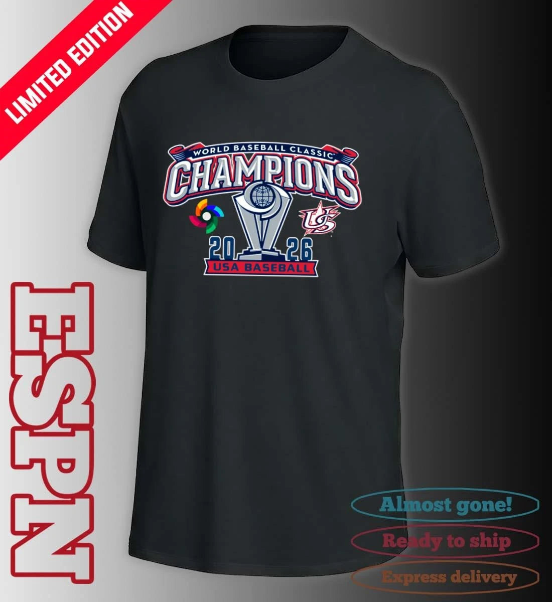 Official USA Baseball World Baseball Classic 2026 Champions T-Shirt