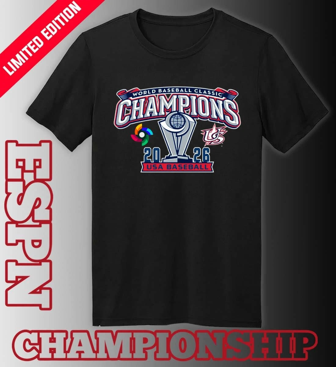Official USA Baseball World Baseball Classic 2026 Champions T-Shirt
