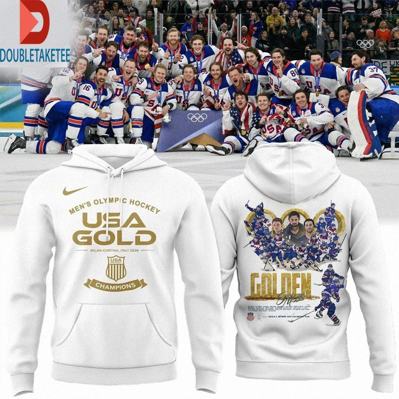 Official USA Hockey 2026 Olympic Golden Men’s Team USA Champions Shirts
