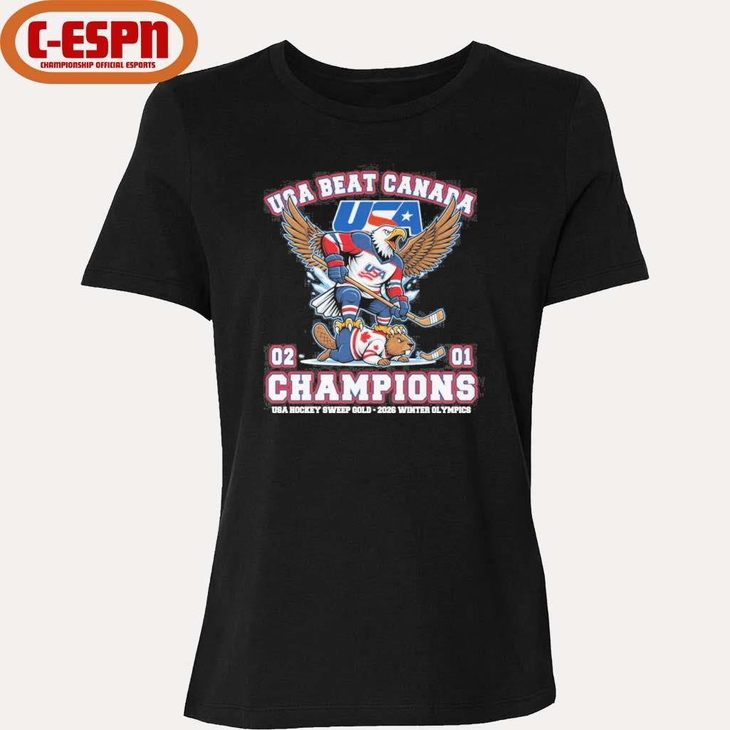 Official USA Hockey Mascot Beat Canada 2-1 Olympics Champions Shirt