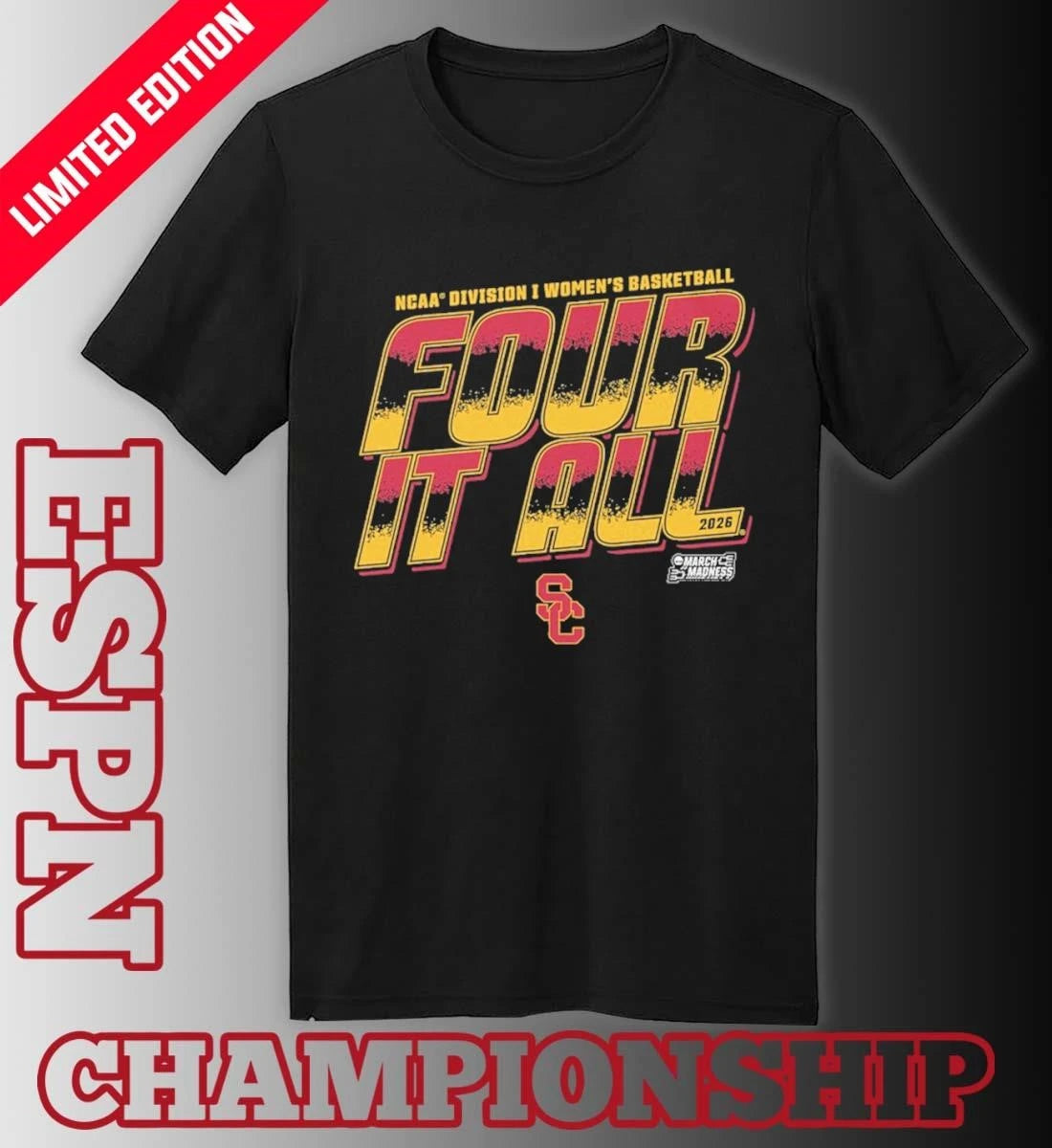 Official USC Women’s Basketball Four It All 2026 March Madness Shirt