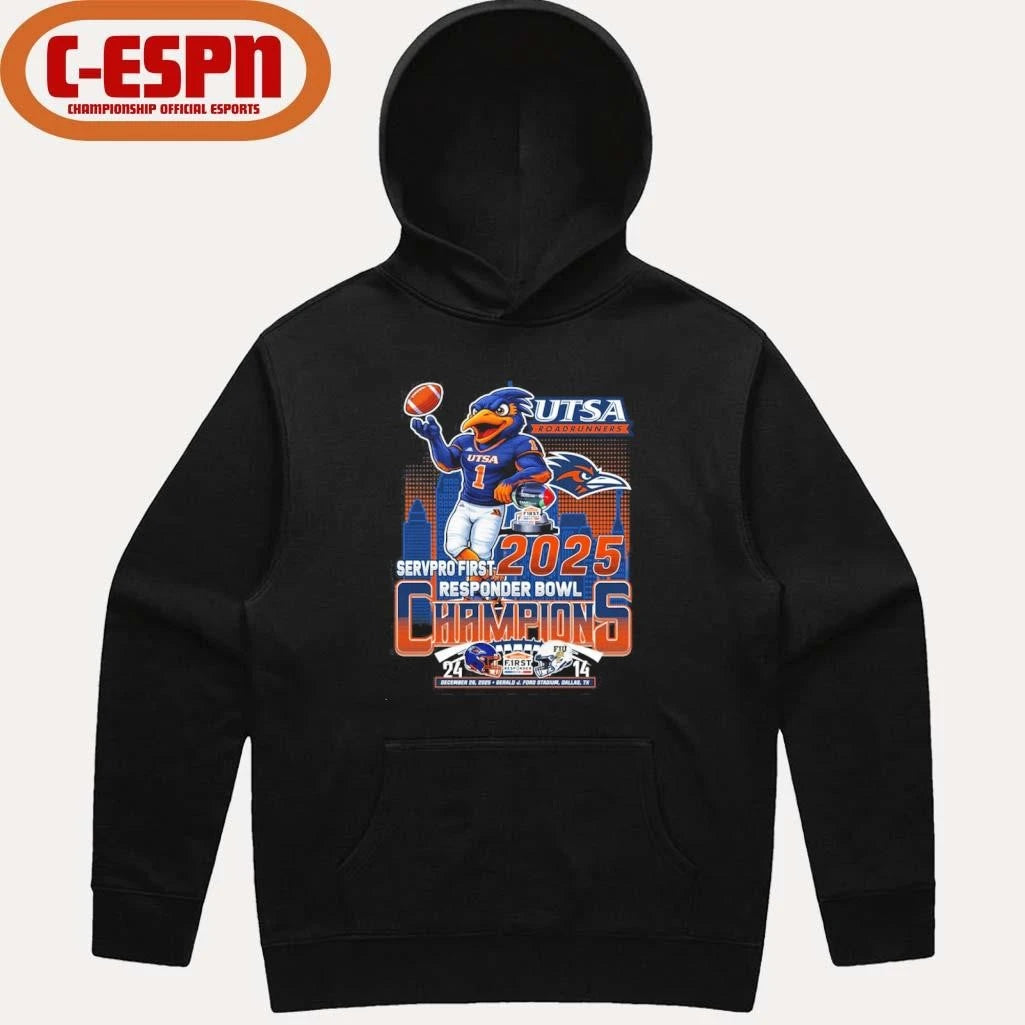 Official UTSA Roadrunners Mascot 2025 Responder Bowl Champions Shirt