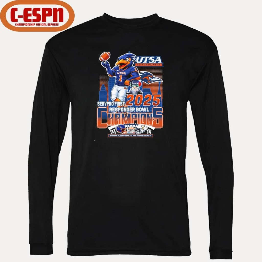 Official UTSA Roadrunners Mascot 2025 Responder Bowl Champions Shirt