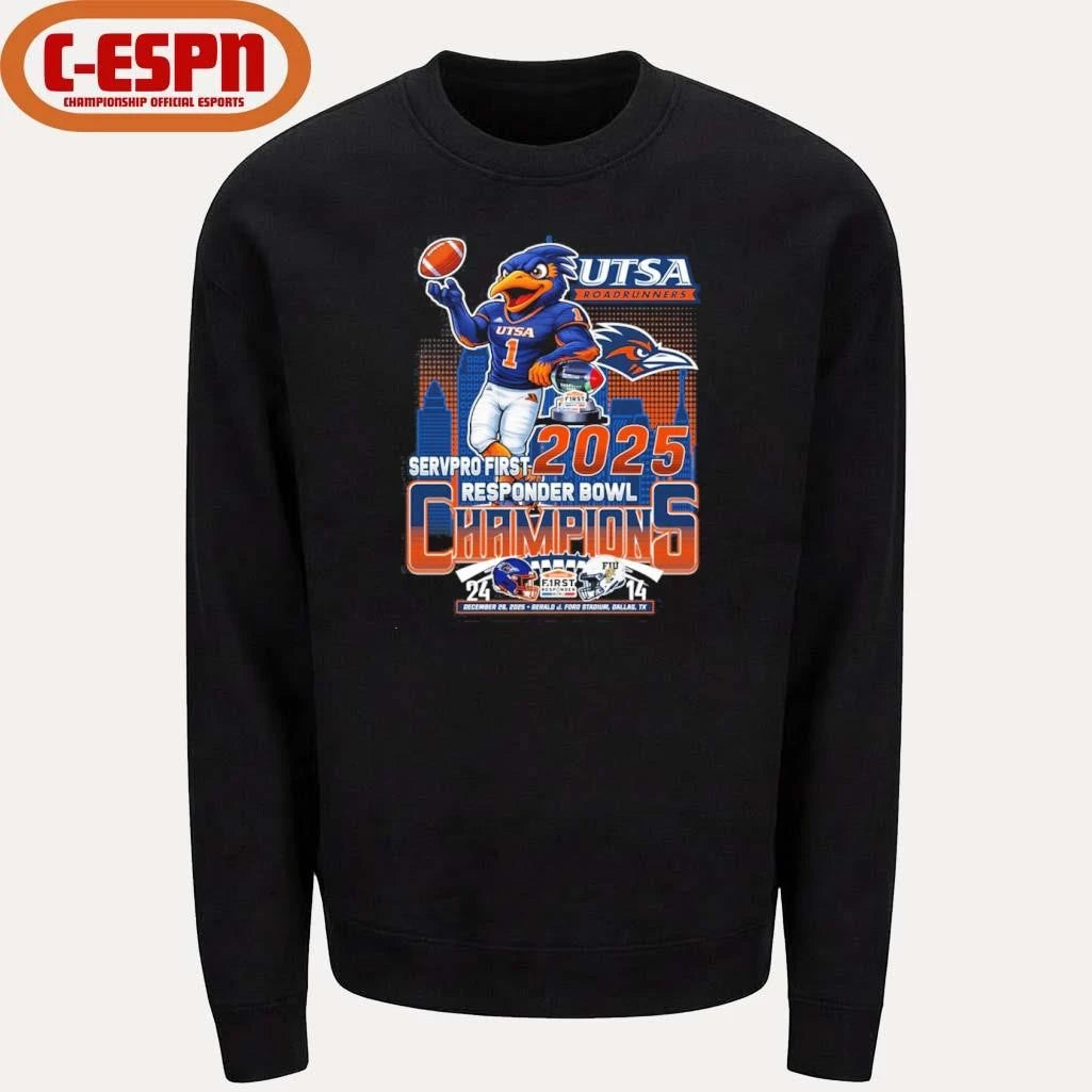 Official UTSA Roadrunners Mascot 2025 Responder Bowl Champions Shirt