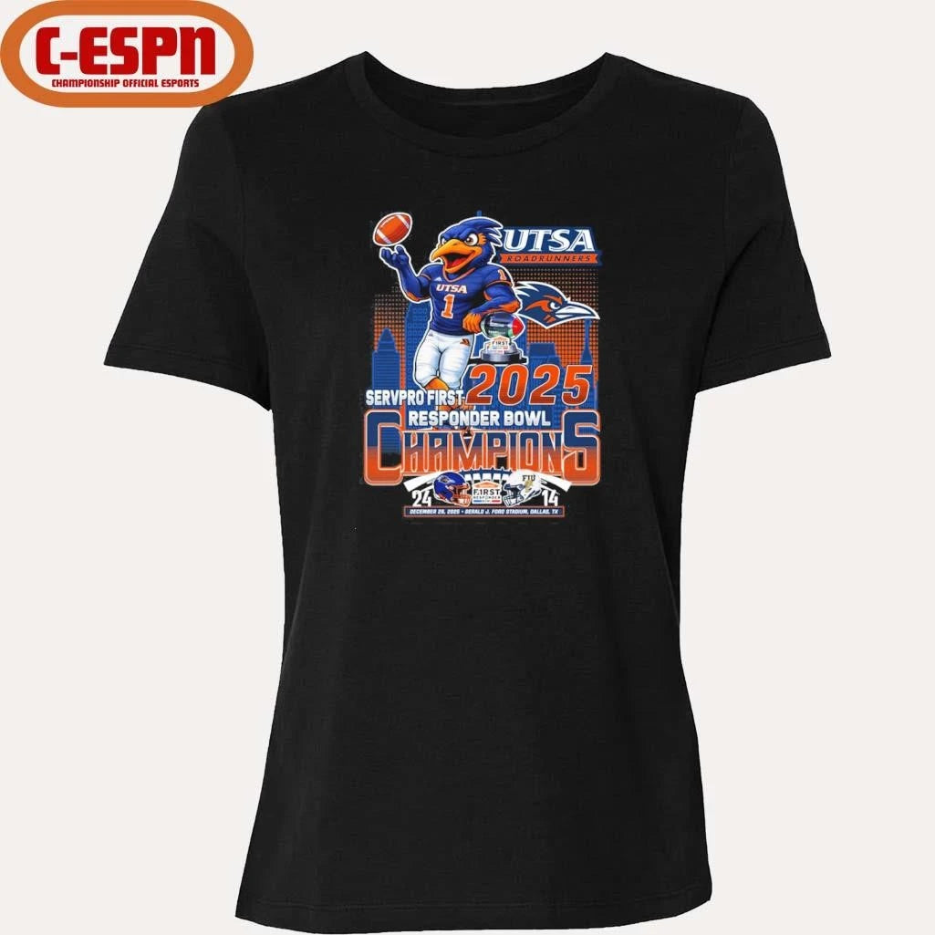 Official UTSA Roadrunners Mascot 2025 Responder Bowl Champions Shirt