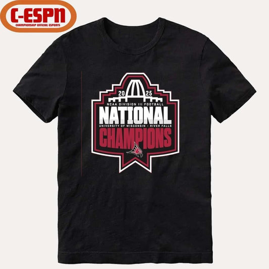 Official UW-River Falls Falcons NCAA DIII Football National Champions Official Logo T-Shirt
