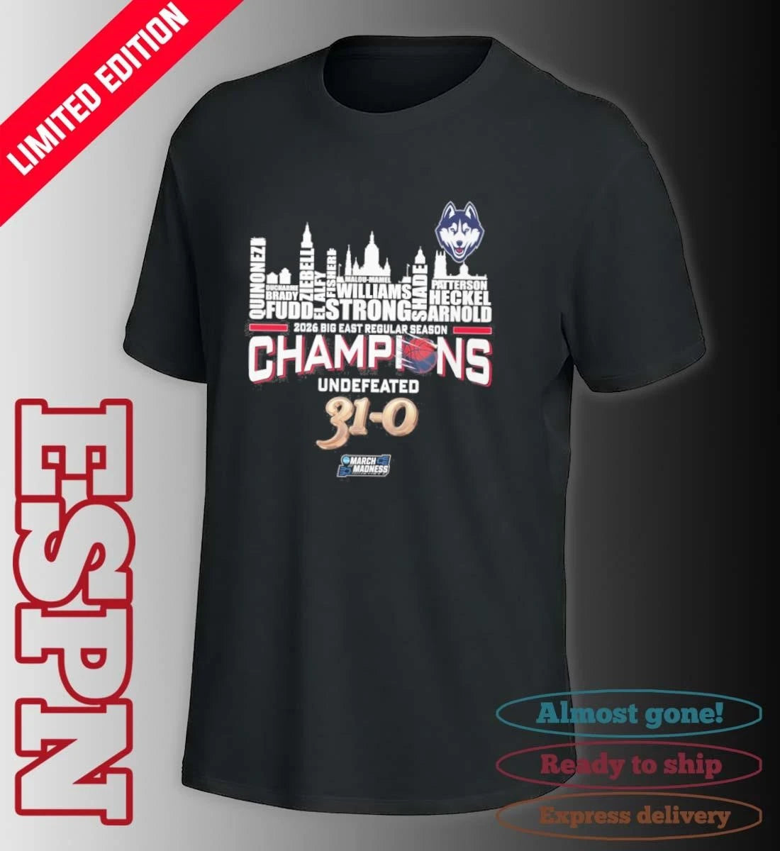 Official Uconn Huskies Undefeated 2025-2026 Women’s Basketball Regular Season 31-0 Shirt
