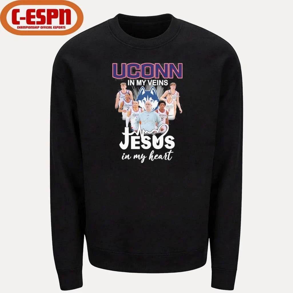 Official Uconn Men’s Basketball In My Veins Jesus In My Heart Shirt