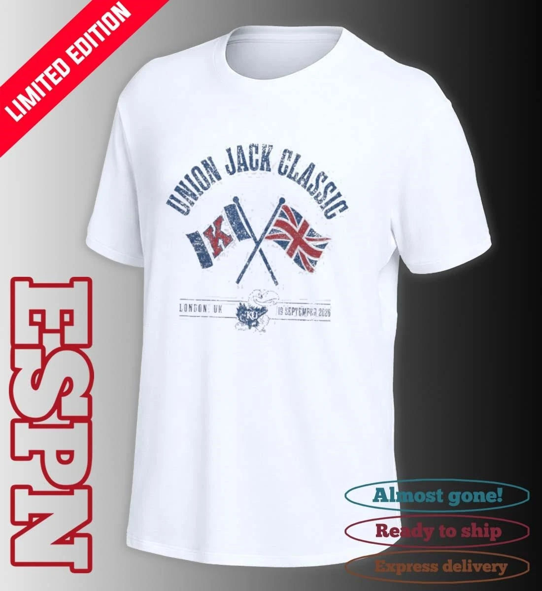 Official University Of Kansas Football 2026 London Union Jack Classic Bound Shirt