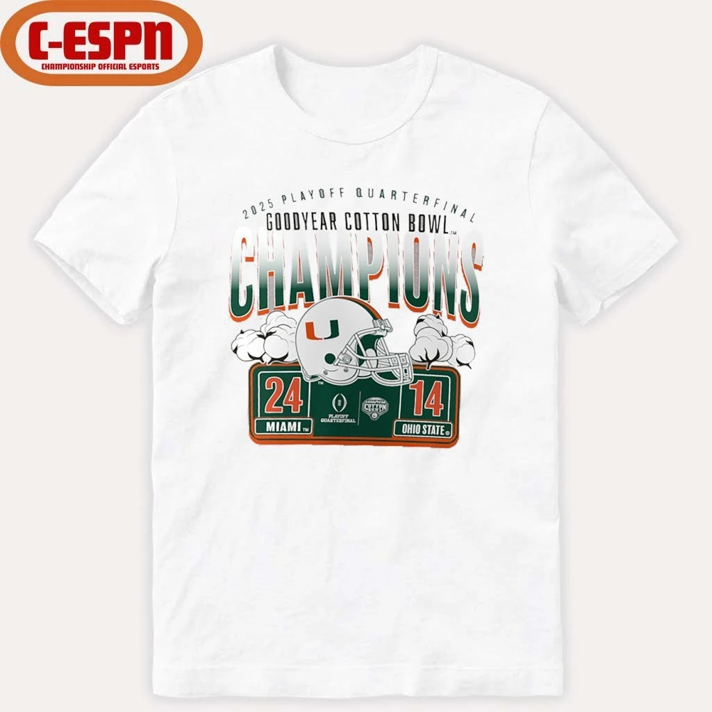 Official University Of Miami Cotton Bowl Champions Scoring Drive T-Shirt