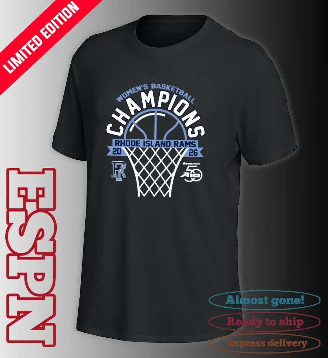 Official University of Rhode Island Women’s Basketball 2026 Atlantic 10 Tournament Champions T-Shirt