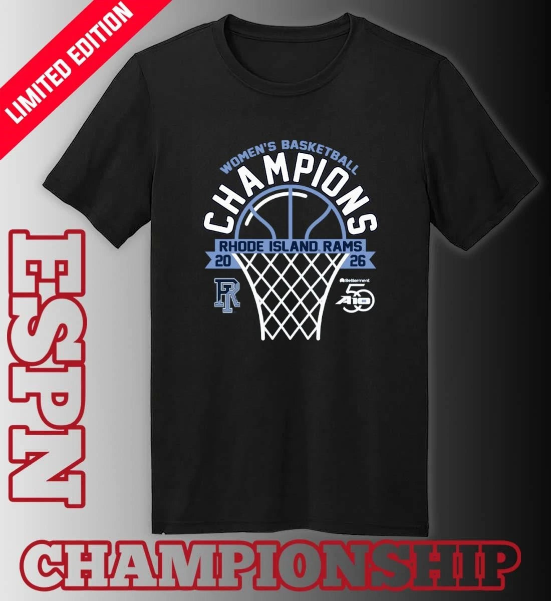 Official University of Rhode Island Women’s Basketball 2026 Atlantic 10 Tournament Champions T-Shirt