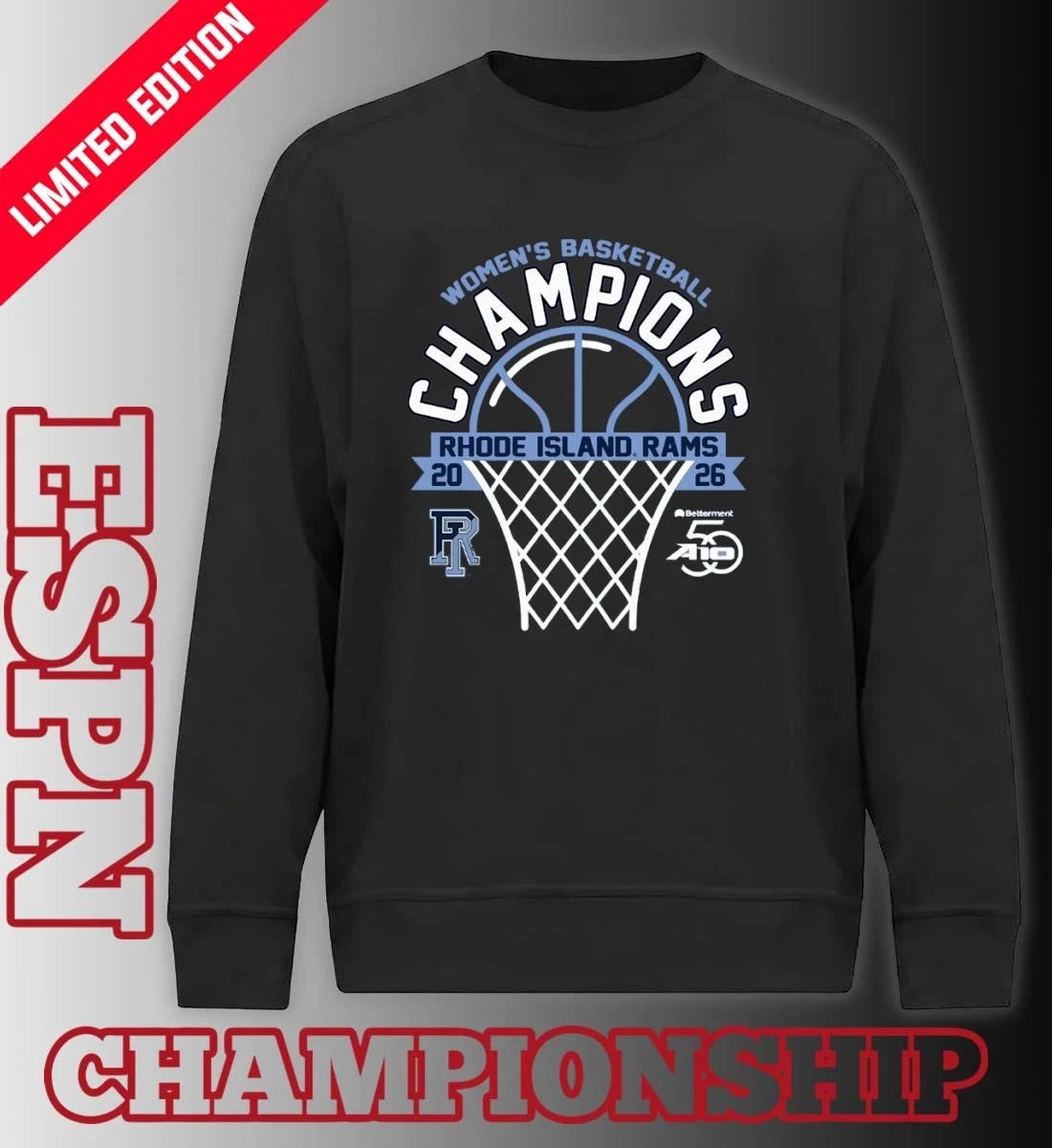 Official University of Rhode Island Women’s Basketball 2026 Atlantic 10 Tournament Champions T-Shirt