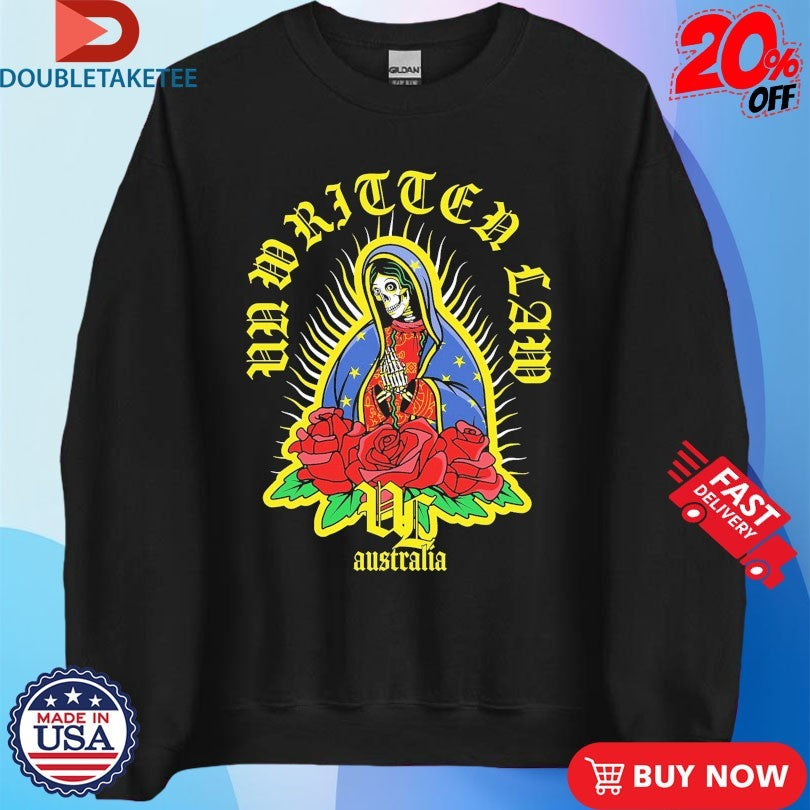 Official Unwritten Law Australia Skeleton Virgin Mary Shirts