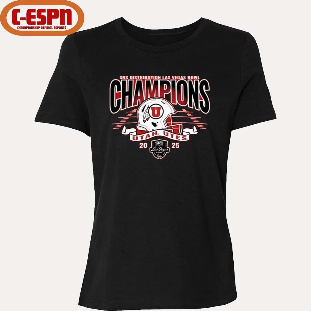 Official Utah Utes 2025 Las Vegas Bowl Football Champions Helmet Shirt