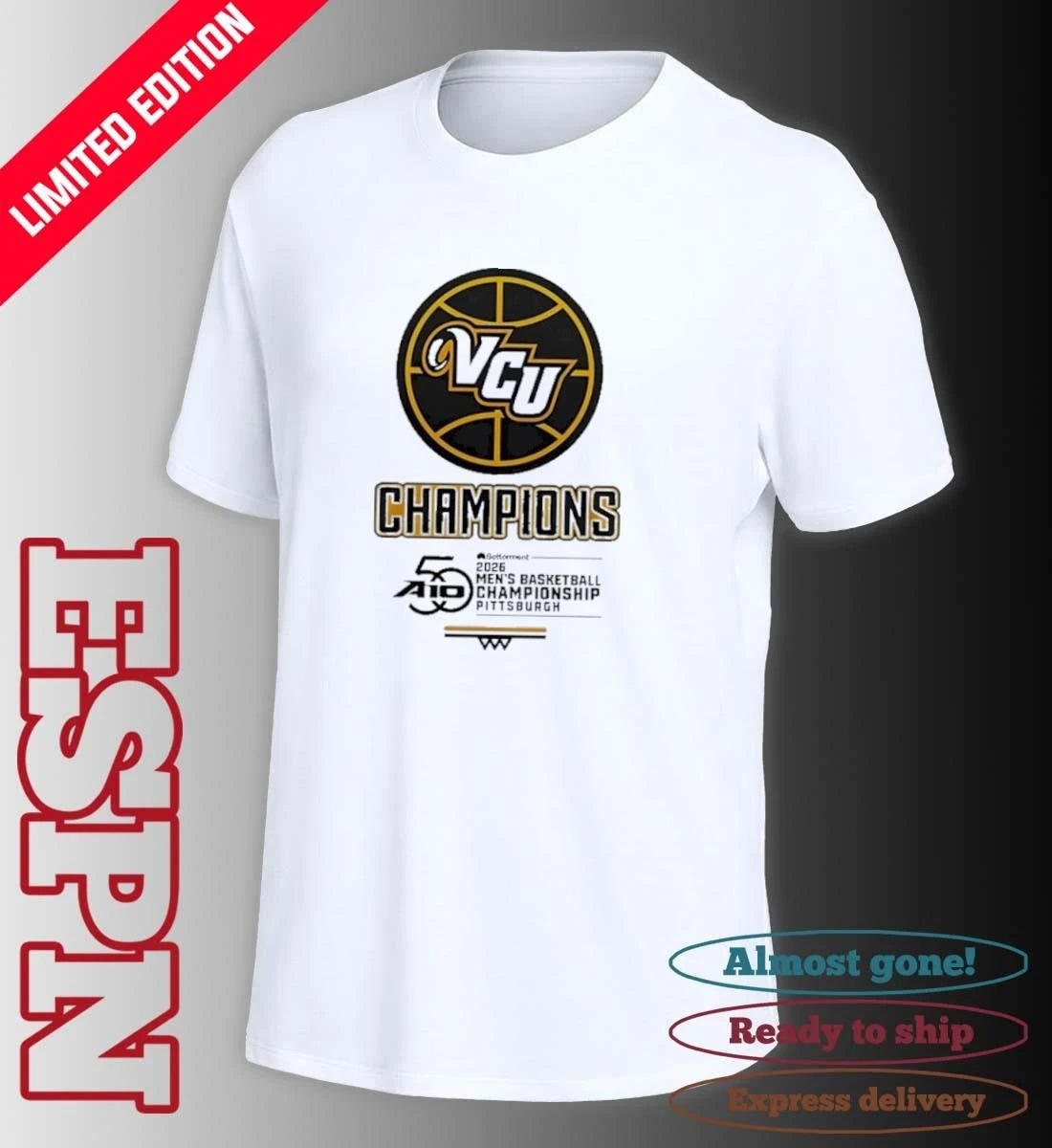 Official VCU Rams 2026 A10 Men’s Basketball Champions Locker Room T-Shirt