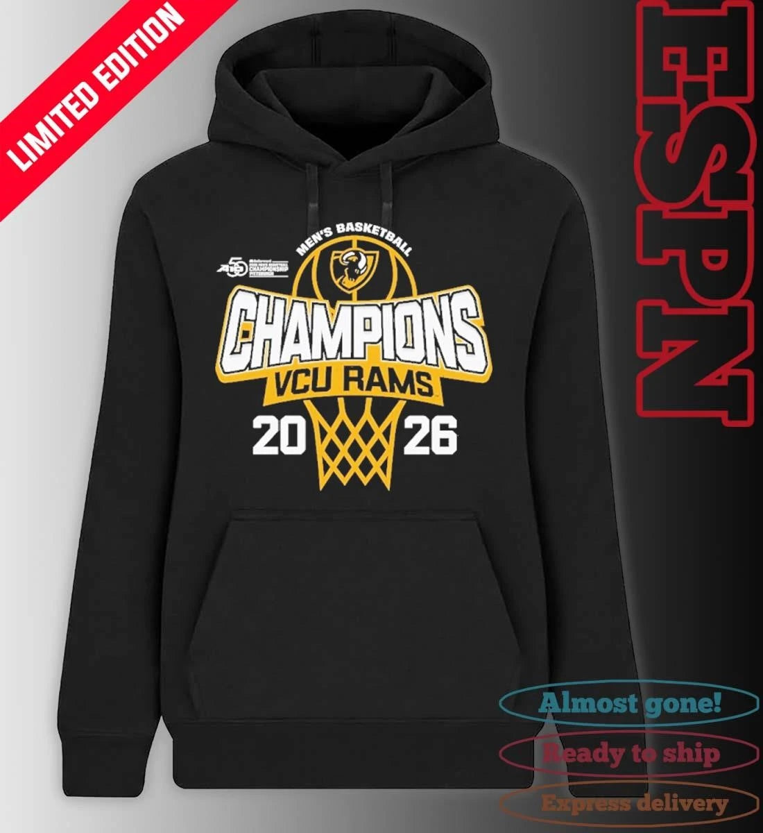 Official VCU Rams A-10 Men’s Basketball Tournament Champions Official T-Shirt