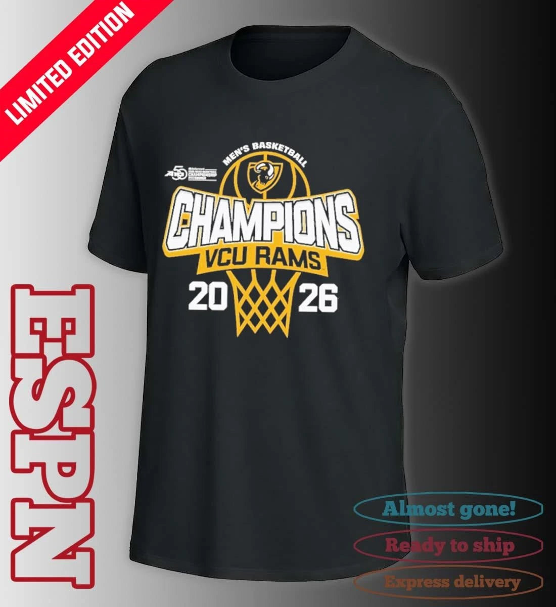 Official VCU Rams A-10 Men’s Basketball Tournament Champions Official T-Shirt