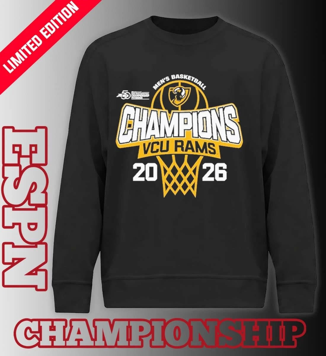 Official VCU Rams A-10 Men’s Basketball Tournament Champions Official T-Shirt