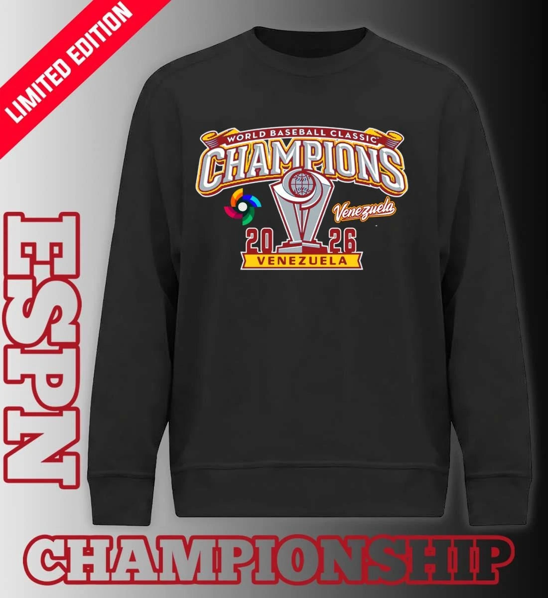 Official Venezuela Baseball World Baseball Classic 2026 Champions T-Shirt