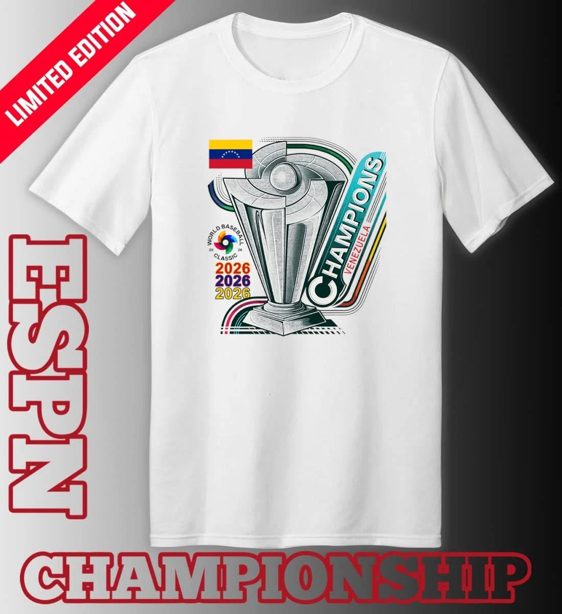 Official Venezuela Team 2026 World Baseball Classic Champions T-Shirt