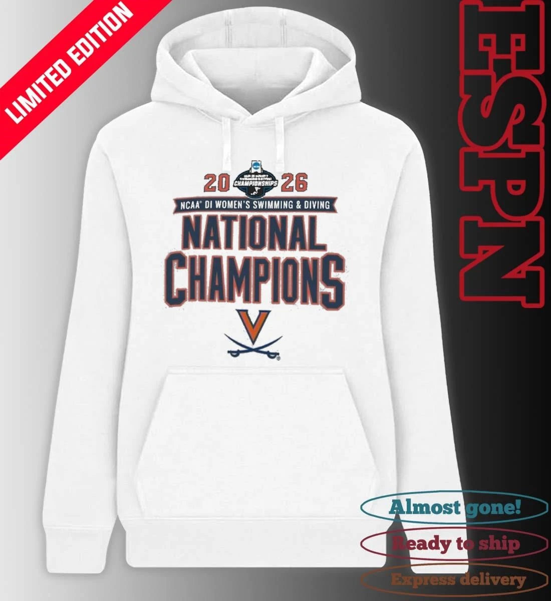 Official Virginia Cavaliers 2026 NCAA Women’s Swimming &amp; Diving National Champions T-Shirt