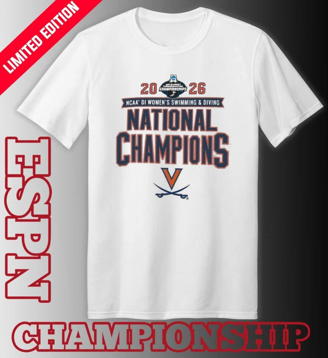 Official Virginia Cavaliers 2026 NCAA Women’s Swimming &amp; Diving National Champions T-Shirt