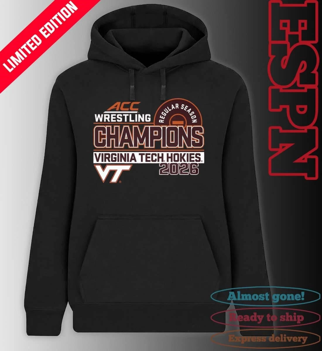 Official Virginia Tech 2026 Wrestling ACC Regular Season Champions Shirt