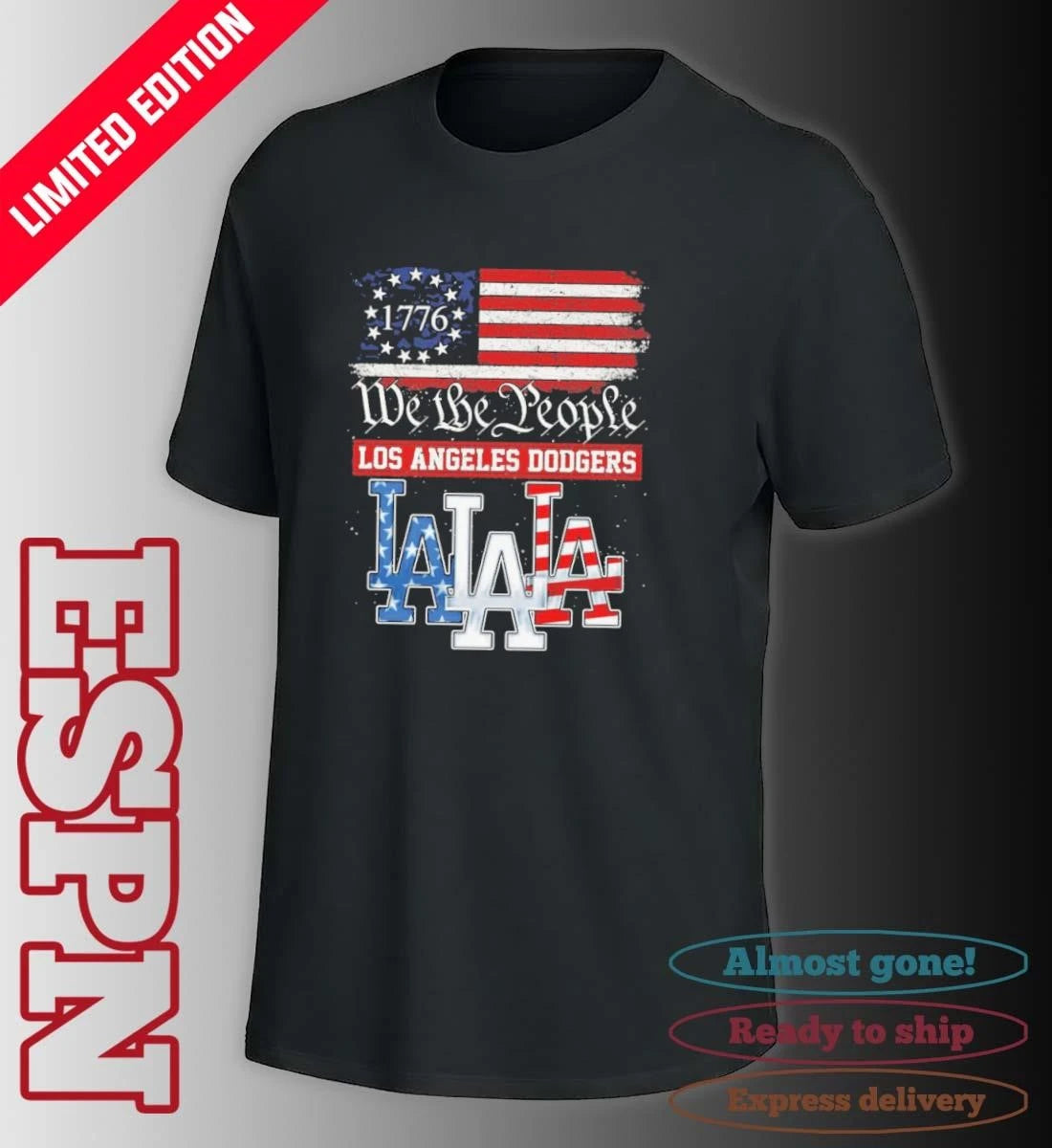 Official We The People Los Angeles Dodgers Red White Blue Shirt
