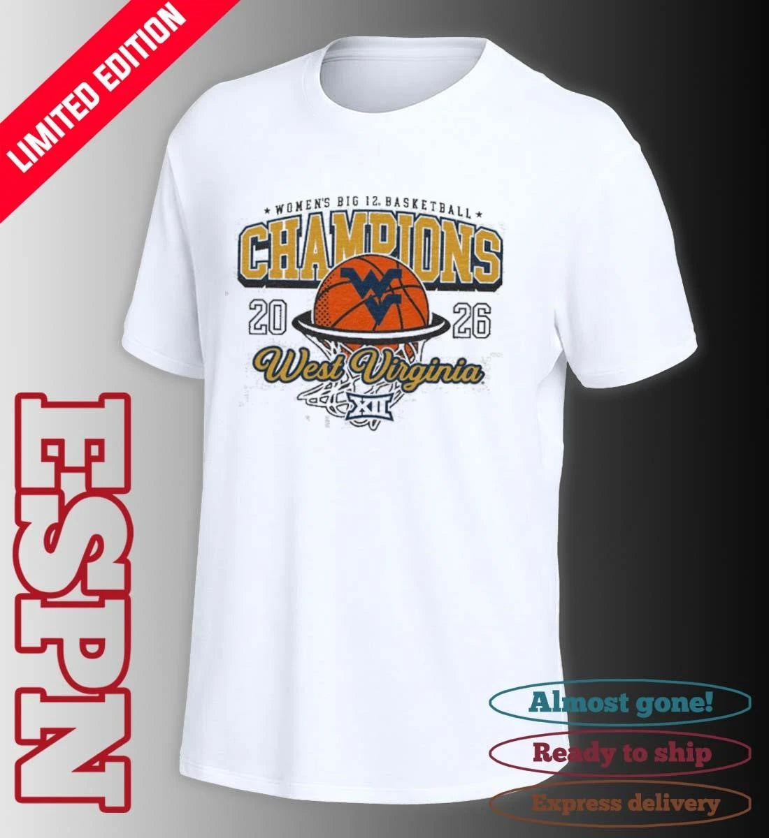 Official West Virginia Women’s Basketball Big 12 Champions 2026 Shirt