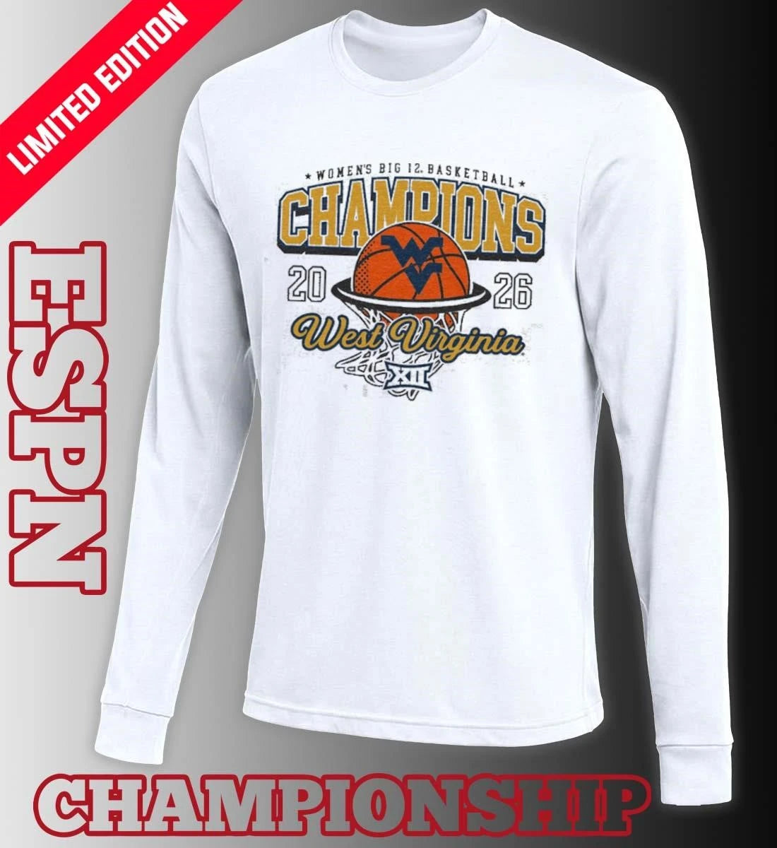 Official West Virginia Women’s Basketball Big 12 Champions 2026 Shirt