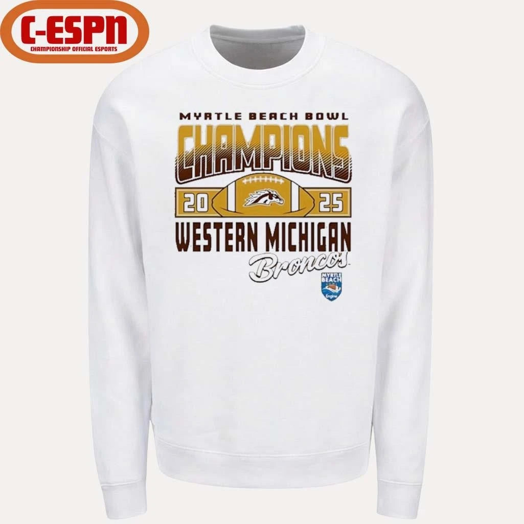Official Western Michigan Broncos 2025 Myrtle Beach Bowl Champions Shirt