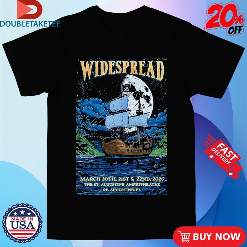 Official Widespread Panic Mar 21 &amp; 22 2026 Saint Augustine Amphitheatre Ship Boat Shirts