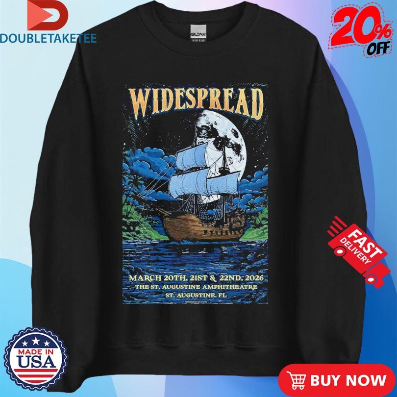 Official Widespread Panic Mar 21 &amp; 22 2026 Saint Augustine Amphitheatre Ship Boat Shirts