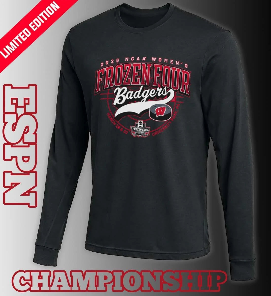 Official Wisconsin Badgers 2026 NCAA Women’s Ice Hockey Frozen Four Shirt