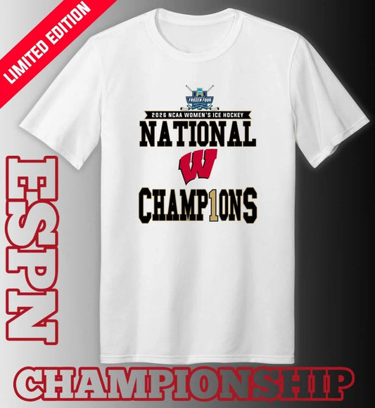 Official Wisconsin Badgers 2026 NCAA Women’s Ice Hockey National Champions Locker Room T-Shirt