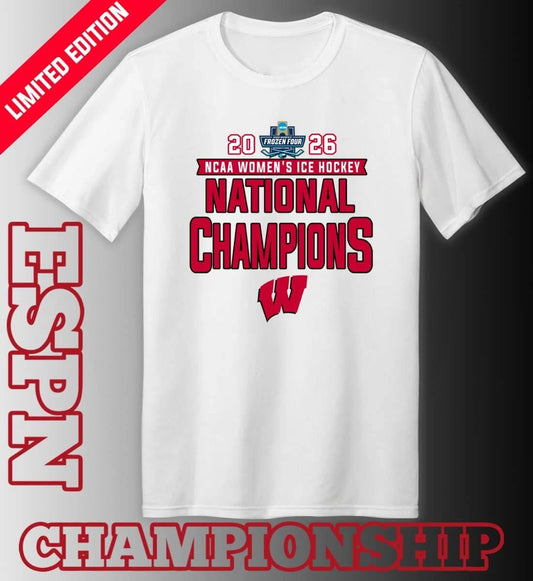 Official Wisconsin Badgers 2026 NCAA Women’s Ice Hockey National Champions T-Shirt