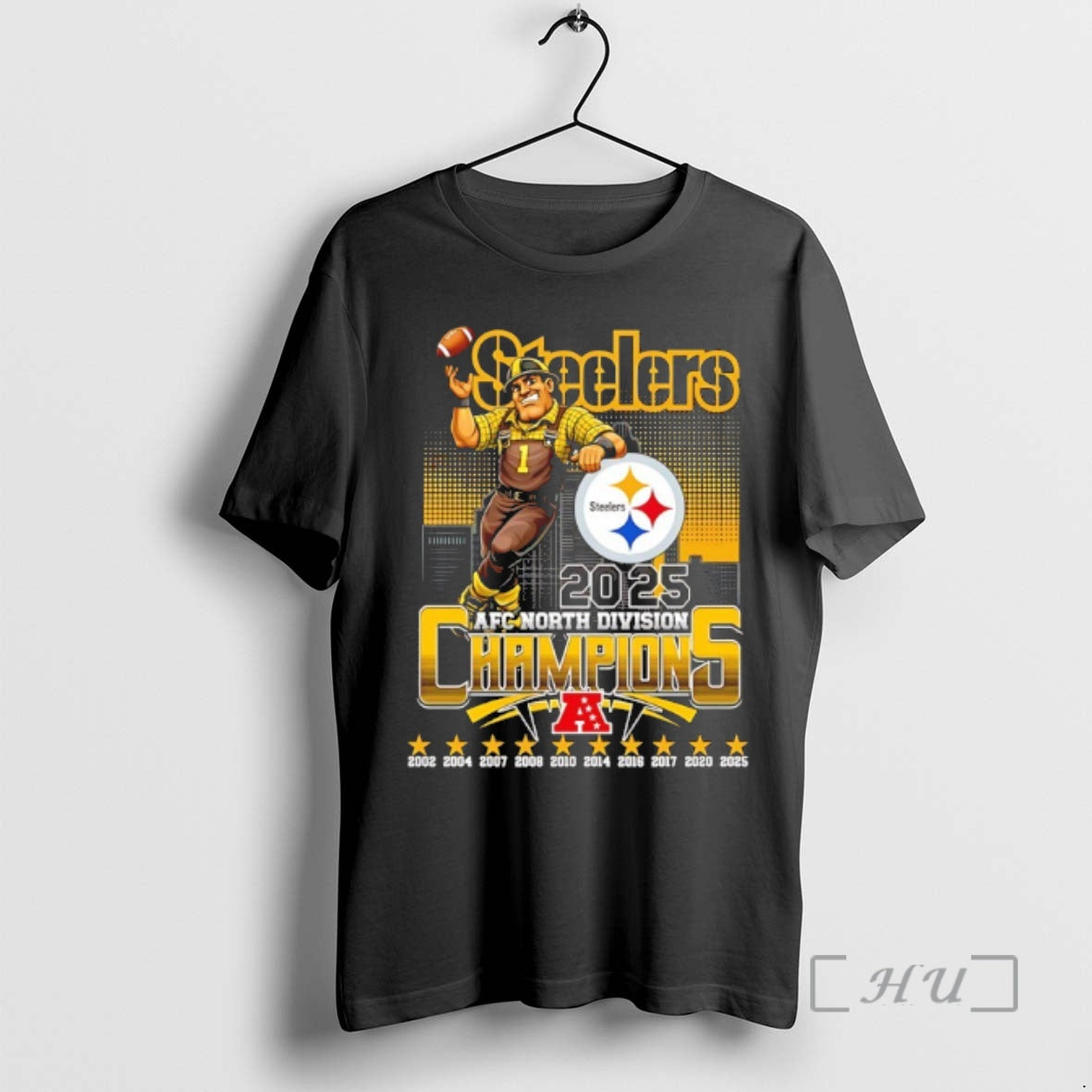 Officials Pittsburgh Steelers 2025 Afc North Division 10x Champions Mascot T-Shirts, Hoodie, Sweatshirt | ZylaModa.com