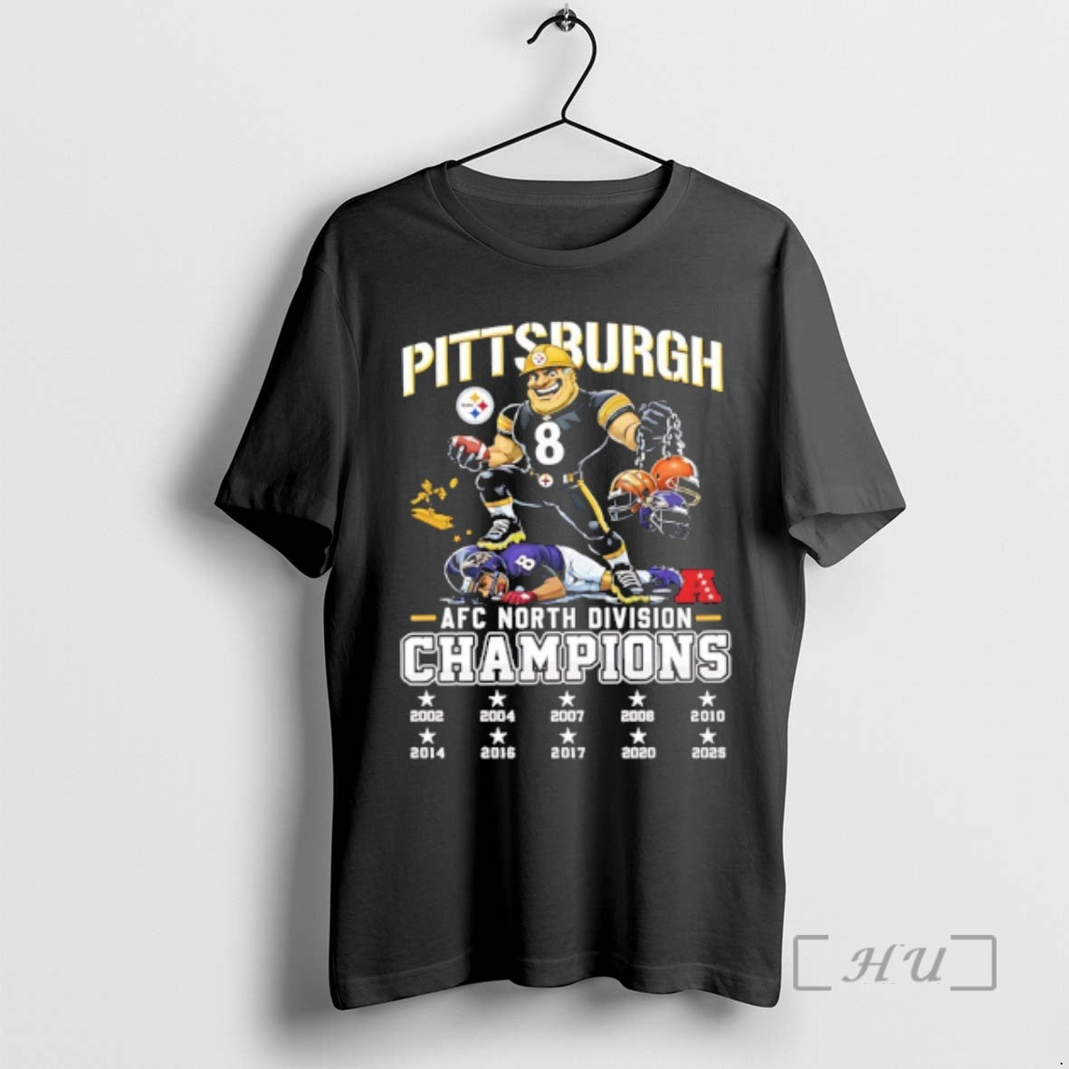 Officials Pittsburgh Beat Baltimore Won The 2025 Afc North Division 10x Champions Mascot Premium T-Shirts, Hoodie, Sweatshirt