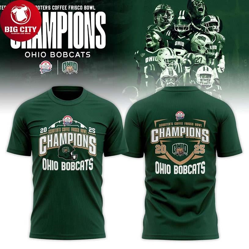 Ohio Bobcats Scooter’s Coffee Frisco Bowl Champion 2025 Two Sided Shirt