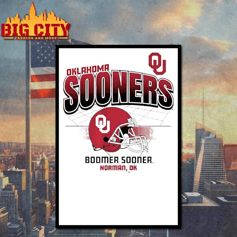 Oklahoma Sooners Boomer Sooner Norman OK Football Helmet Grid shirt
