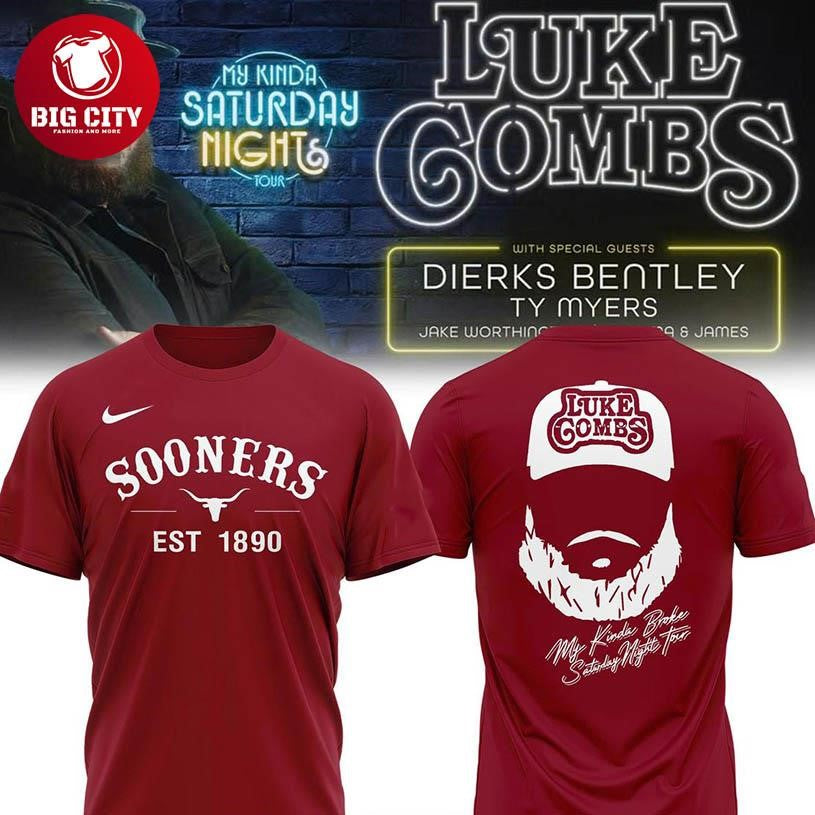 Oklahoma Sooners Luke Combs My Kinda Saturday Night Tour 2026 Two Sided Shirt
