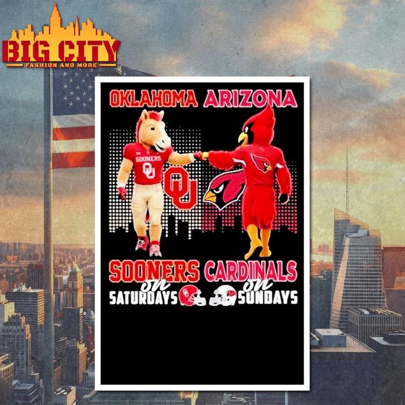 Oklahoma Sooners On Saturdays Arizona Cardinals On Sundays Mascot Shirt