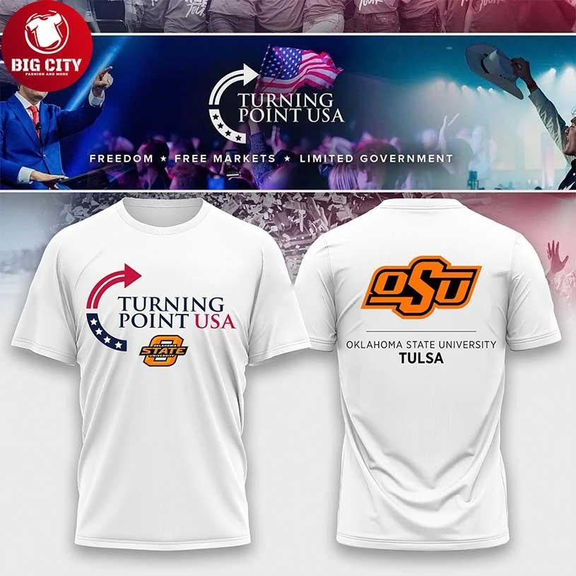 Oklahoma State University Charlie Kirk Turning Point Usa 2025 Two Sided Shirt