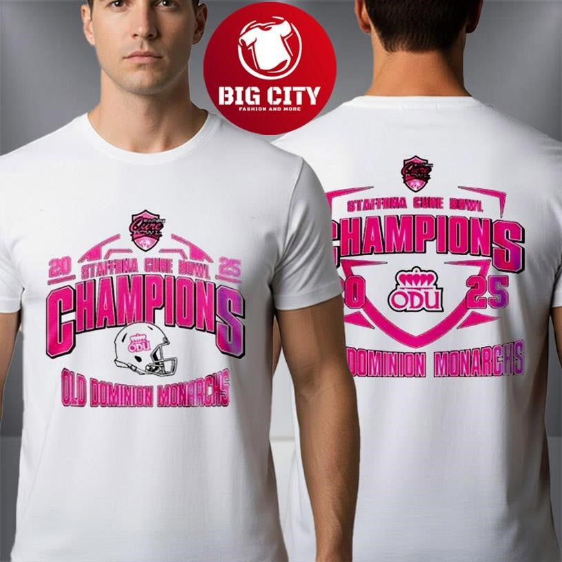 Old Dominion Monarchs Champions StaffDNA Cure Bowl 2025 Two Sided Shirt