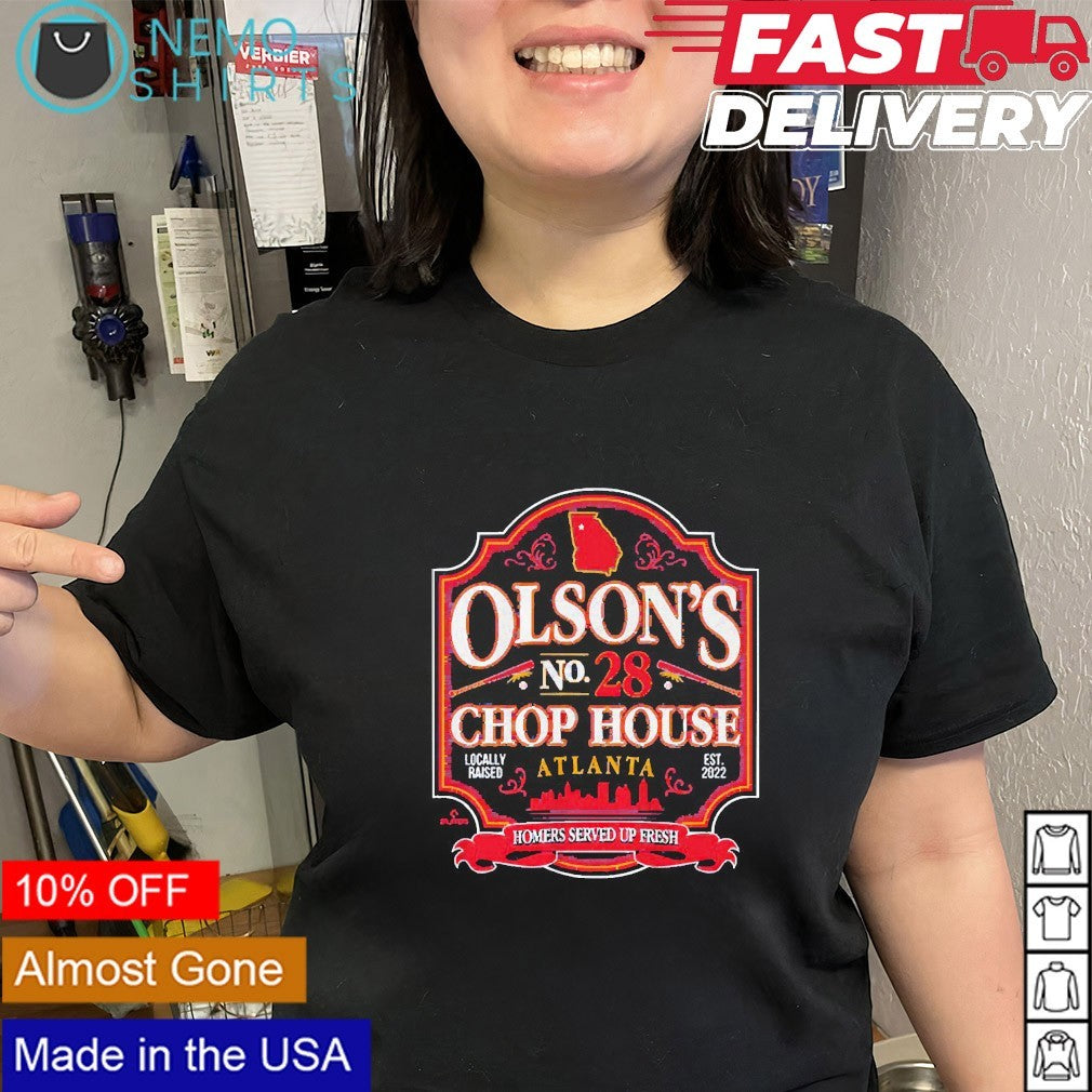 Olson’s no. 28 chop house Matt Olson Atlanta Braves shirt