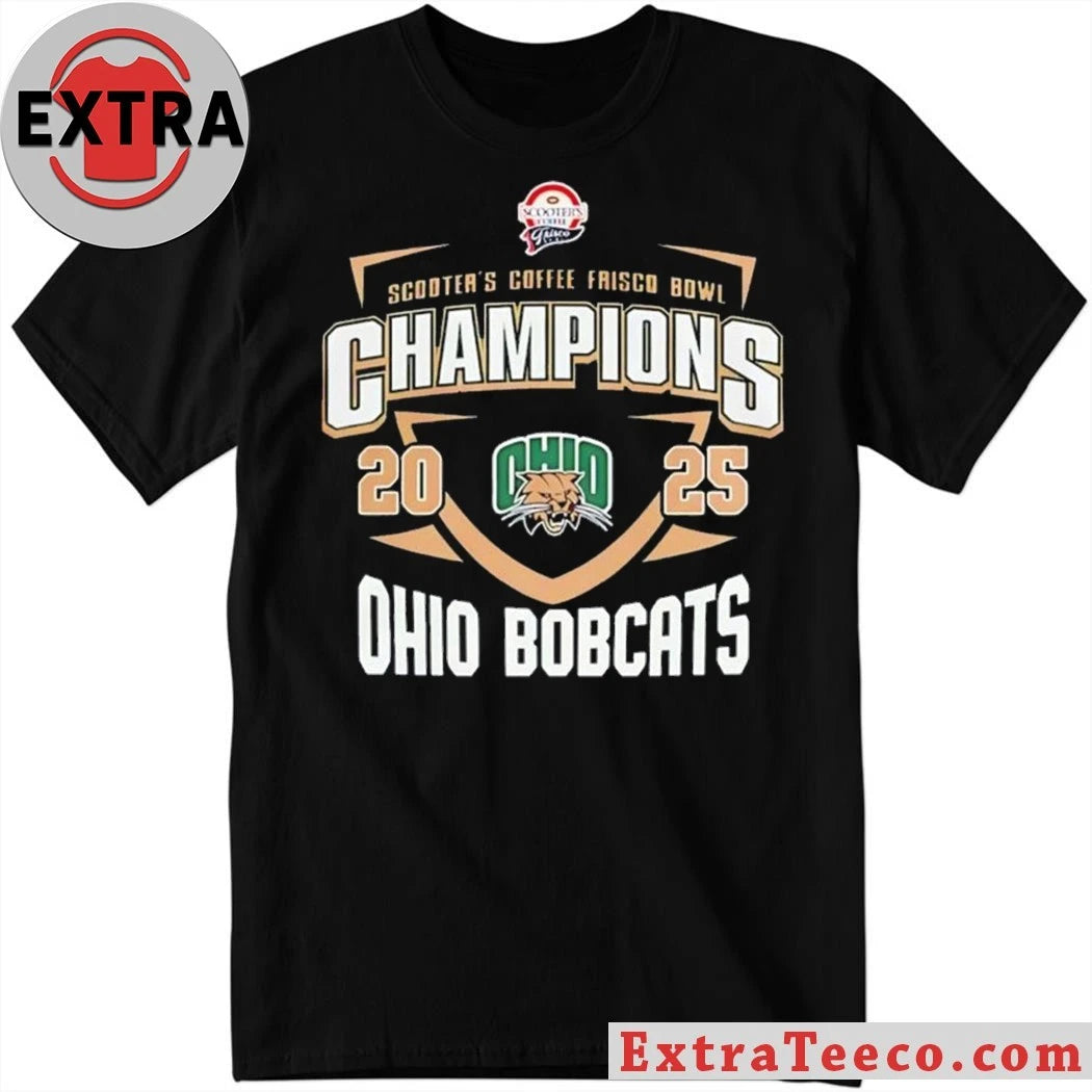 Original Celebrating the Ohio Bobcats’ victory at the Scooter’s Coffee Frisco Bowl 2025 at the Ford Center in Texas Logo Shirt