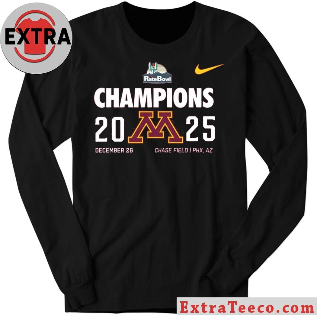 Original Celebrating the victory of the Minnesota Golden Gophers football team at the 2025 Rate Bowl on December 26, 2025, at Chase Field in Phoenix, Arizona Logo T-Shirt