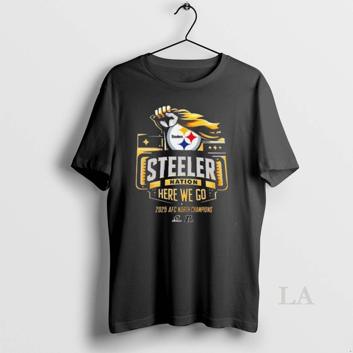 Original Pittsburgh Steelers 2025 Afc North Champions Here We Go T-Shirts, Hoodie, Sweatshirt | ZylaModa.com