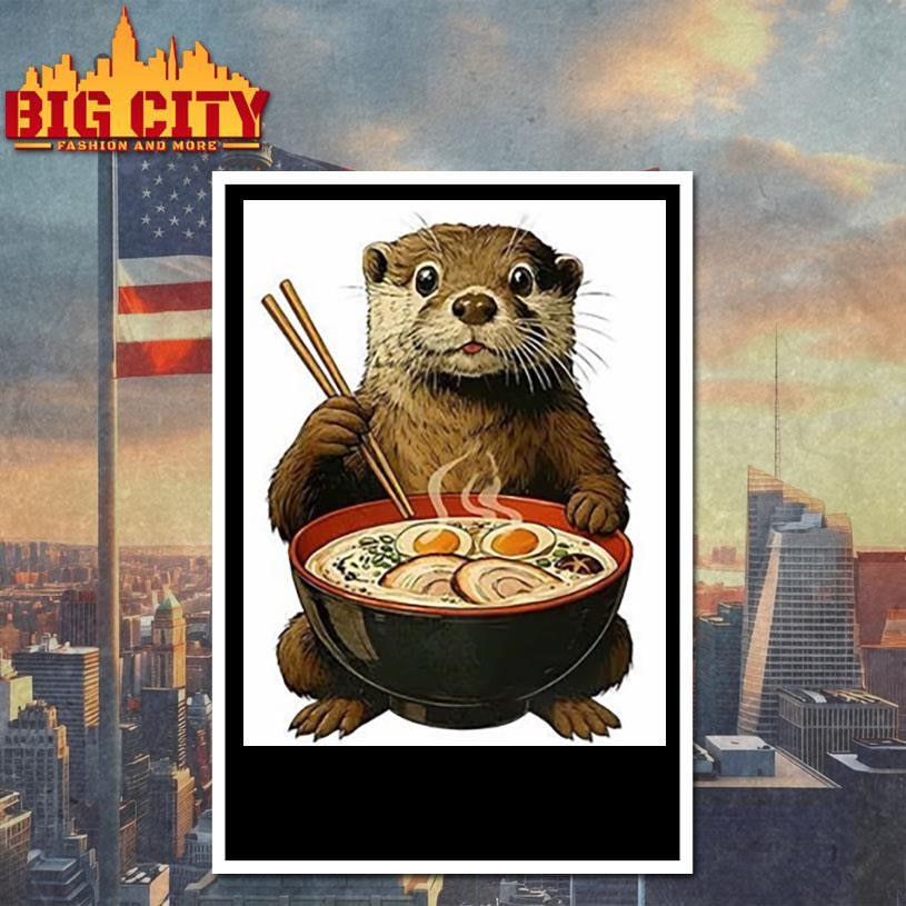 Otter eating ramen cartoon shirt